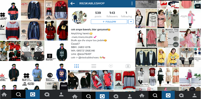 Koleksi pakaian di @rieskableshop